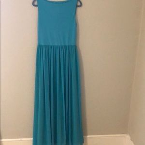 Floor length Tiffany blue gown